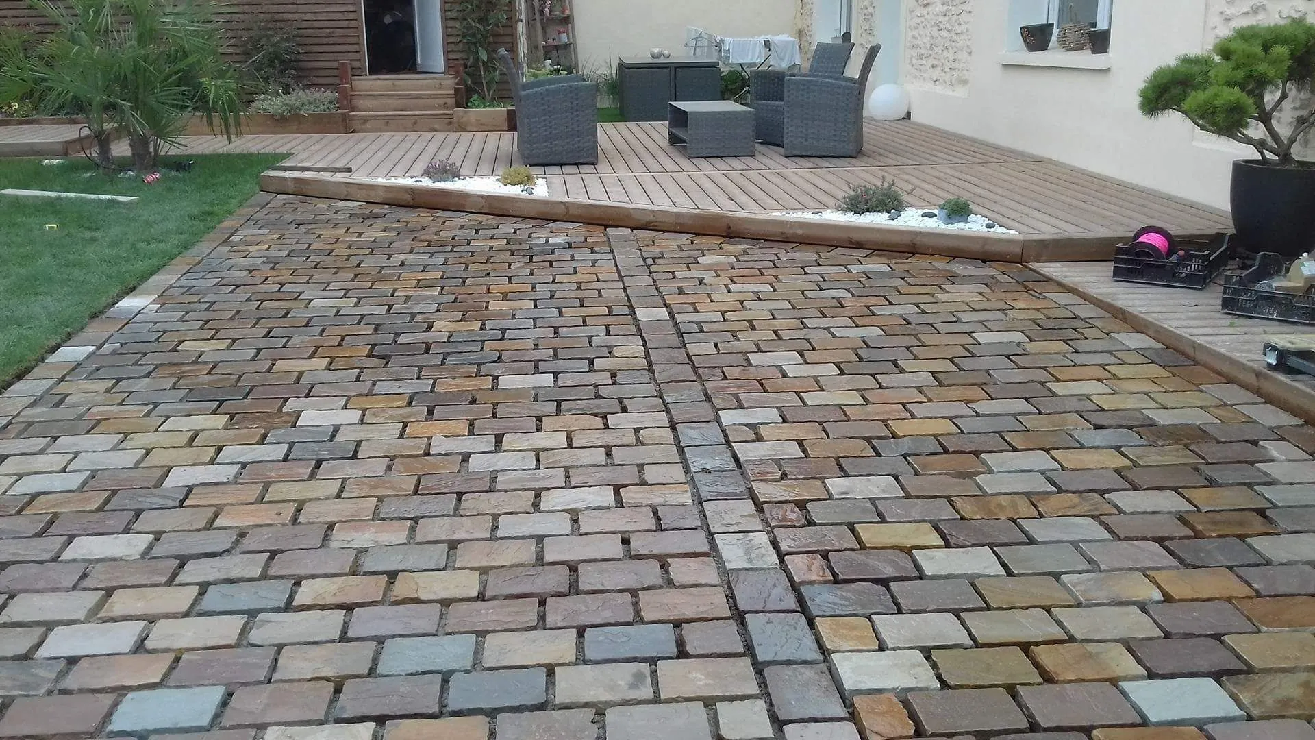 Pavage allée Main Verte — chantiers Eure-et-Loir